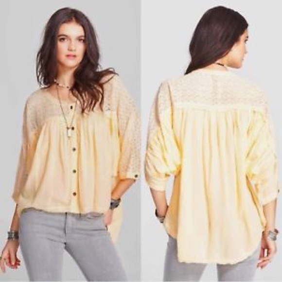 Free People Tops - Free People Two to Tango Eyelet Yoke Hi/Lo Top